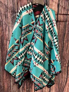 ¡Nuevo! Poncho reversible para mujer Nativo Turquesa y Borgoña DISEÑO SUROESTE - Imagen 1 de 2