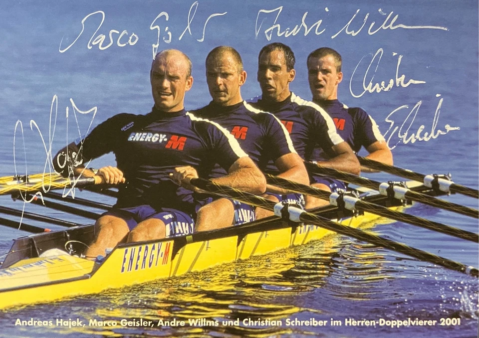 4 Autogramme Olympiasieger Rudern Hajek Wilms Geisler Christian Schreiber 252xyz - Bild 1 von 1
