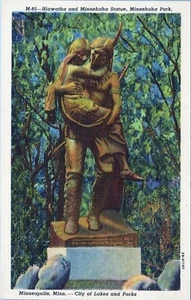 Hiawatha Minnehaha Statue Minnehaha Park Minneapolis Minn Postcard Unposted - Picture 1 of 2