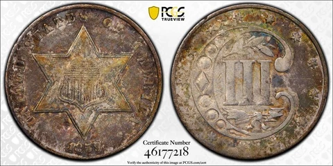 1859 P PCGS XF Detail | Three Cent Silver Trime - 3c US Coin #41478A Cover