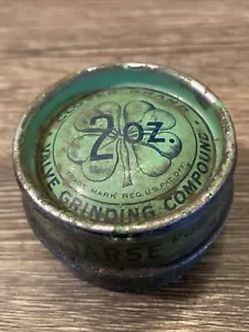 Compuesto de molienda de válvula vintage marca trébol de hojalata metal verde - Imagen 1 de 5