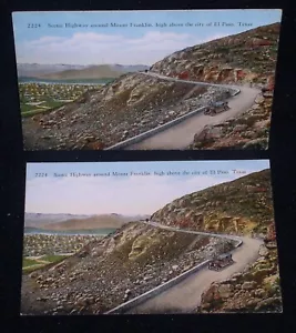 2x Postales de colección de carretera escénica alrededor del Monte Franklin sobre El Paso, Texas - Imagen 1 de 3