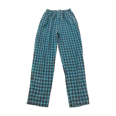 Pantalones de algodón a cuadros LL Bean vintage azul negro talla grande hechos en EE. UU. Foto 1 de 4