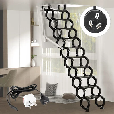 AREYOURSHOP Electirc Attic Ladder Aluminum Folding 70*100 cm 9.5Ft With Remote For Loft UK