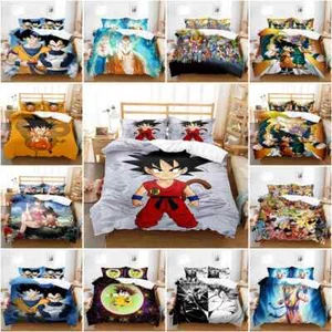 Dragon Ball Bedding Comforter 3 Piece Anime Soft Bedding Sets with 2 Pillowcase - Picture 1 of 19