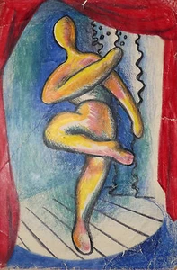 Vincent Stegman  Unsigned  Pastel Drawing Dancing Figure on Stage - Picture 1 of 4