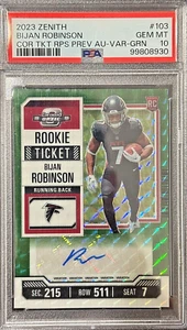 2023 Zenith Bijan Robinson Contender Optic Tckt Prev Var-Ger Auto 17/23PSA 10 RC - Picture 1 of 2