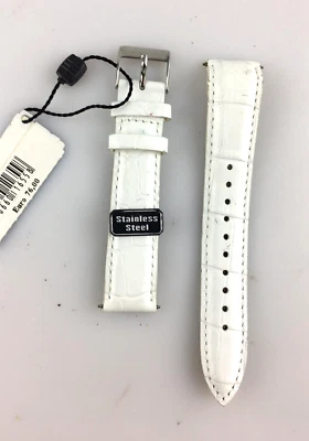 Lorus Watch Strap 18 Mm White Leather Unisex Sport Buckle - Image 1 of 2