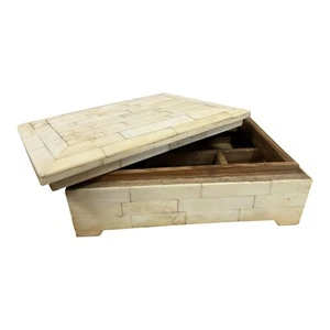 Vintage Old Antique Beautiful Handcrafted Wooden & Camel Bone Jewelry Box - Picture 1 of 14