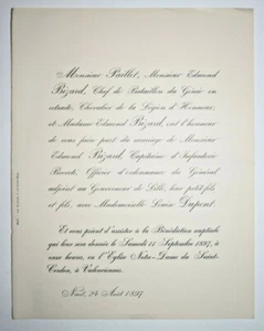 PAILLET Edmond Bizard FAIRE PART MARIAGE Louise Dupont NIORT 1897 - Picture 1 of 1
