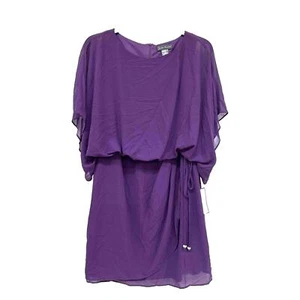 NWT Sz 18 Jessica Howard Purple Faux Wrap Dress. Belt Has Rhinestone Rings. - Picture 1 of 6