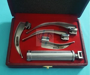 4 BLADES AND ONE HANDLE LARYNGOSCOPE MACINTOSH INTUBATION EMT ANESTHESIA SET - Picture 1 of 4