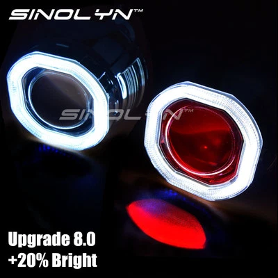 COB LED Angel Devil Eyes Halo HID Car Projector Bi-xenon Lens Headlight Retrofit - Image 1 of 4