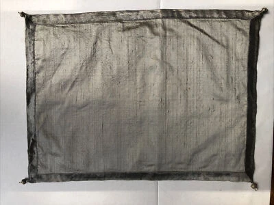 Set of 8 Crate & Barrel Silk Silver Placemats Silver Corner Balls Beads 14x19 - Image 1 of 4