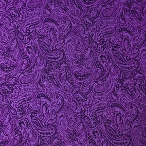 1/2M Purple  Paisley Print Floral 100% Cotton Sewing Quilting Fabric - Picture 1 of 4