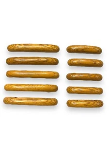 Vintage MCM Retro Wood Cup Pulls 10 Piece Cabinet Hardware Wooden Handle - Picture 1 of 7