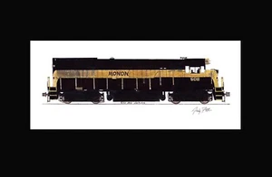 Monon U23B #608 11"x17" Matted Print by Andy Fletcher signed - Imagen 1 de 1