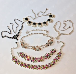 Lot Vintage 4 Necklace (Choker/Collar Length) + 1 2 Pc Set For Parts/Repair - Picture 1 of 12