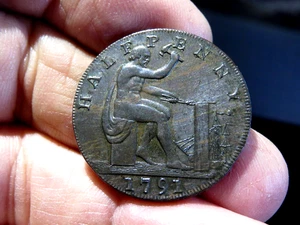 AU/UNC 1791 Half Penny John Wilkinson Iron Master British Condor Medaille K1 - Bild 1 von 2