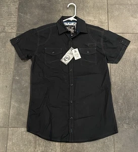 Drill Clothing Company schwarzes kurzärmliges geknöpftes Hemd mit Kragen Größe Small neu mit Etikett - Bild 1 von 4