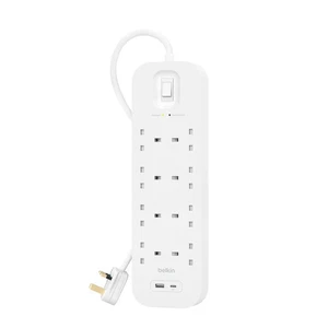 Belkin Überspannungsschutz Steckdosenleiste - 8 Steckdosen - USB-A & USB-C Anschlüsse - 2 m Kabel - Bild 1 von 17