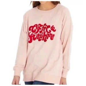 Wildfox Women’s Sz XL Pink Sweatshirt Coffee & Sunshine Relaxed Oversized Fit - Picture 1 of 11