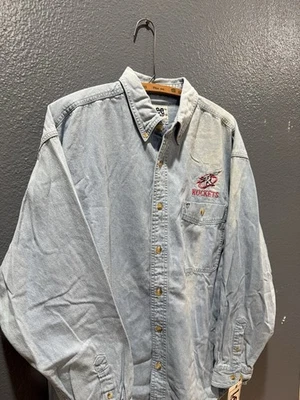 Nuevo Lee Sport Houston Rockets NBA Azul Algodón Abotonado Grande Años 90 Foto 1 de 4