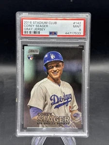 2016 Topps Stadium Club Corey Seager 142 B Image Variation SSP RC Dodgers PSA 9 - Picture 1 of 2
