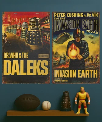 Doctor Who Tin Poster Set Dr. Who & The Daleks Daleks’ Invasion Earth 2150 12x18 - Image 1 of 3