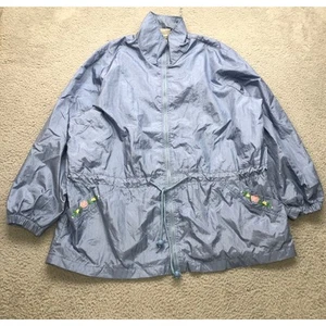 Blair Floral Flower Lined Windbreaker Jacket Womens XL Embroidered Blue Gray - Picture 1 of 8
