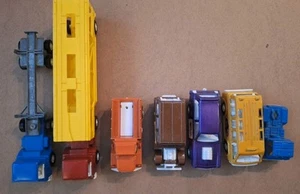 Tootsie Toy Truck with Transport Car Hauler Trailer Cars Logging Lot Of 7 - Picture 1 of 13
