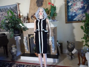 Altuzarra Black & Ivory Volant Peplum Etuikleid - Größe FR 36 / US 4 - Bild 1 von 24