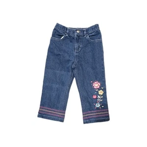 Nickelodeon Nick Jr Jeans With Embroidered Flowers Girls 6X Dora The Explorer - Picture 1 of 4