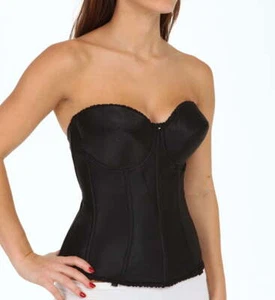 42DD Carnival Satin Full Coverage Strapless Torsolette 424 w/ Removable Garters - Picture 1 of 5