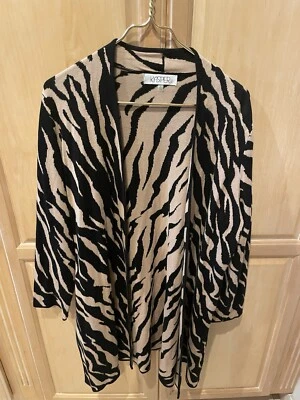 Cárdigan Kasper Plumero Frente Abierto Tejido Negro Camel Beige Talla XL Foto 1 de 3