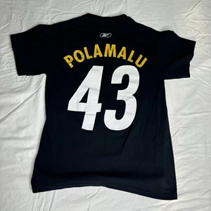 Reebok NFL Pittsburgh Steelers Polamalu 43 T Shirt Mens Size Small 100% Cotton - Picture 1 of 6