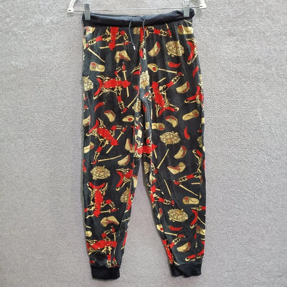 Pantalones de pijama negros pequeños Marvel para hombre Deadpool Taco cordón Foto 1 de 4