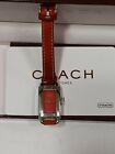 Vintage Coach Ladies Watch red Leather Band Silver Metal 0219 please read desc.