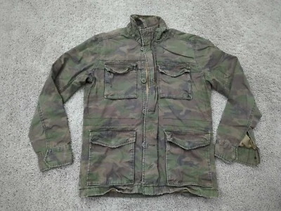 Куртка мужская American Eagle небольшая зеленая камуфляжные карманы военный стиль - Изображение 1 из 4