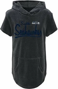 Outerstuff NFL Youth Girls Seattle Seahawks Short Sleeve Velvet Hooded Top - Picture 1 of 5