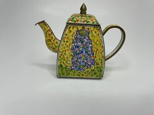 Vintage Floral Enamel Miniature Teapot - Picture 1 of 7