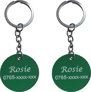 Personalised Keyrings, Engraved Fob Key Rings Round Shape Engraved Keyring - Picture 1 of 2