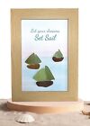 NEW HANDMADE SEA GLASS SAIL BOAT FRAMED 6x4 PICTURE