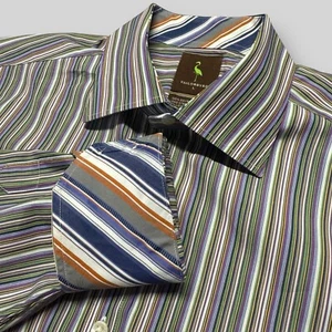 Tailorbyrd Shirt Men’s Large Multicolor Striped Long Sleeve Flip Cuff Button Up - Imagen 1 de 8