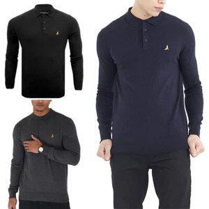 Mens Cotton Polo Shirts BRAVE SOUL Long Sleeve Plain Tops Classic Golf Tee S-XL - Picture 1 of 9