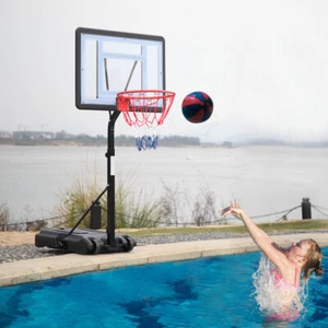 31"x22" Portable Swimming Pool Transparent Backboard Basketball Stand Adjustable - Picture 1 of 20