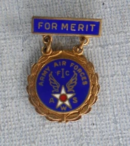 US Army Air Forces sterling FOR MERIT badge - Picture 1 of 4