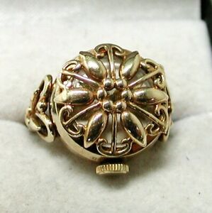1960's Ladies 9 Carat Gold Lovely Elco Ring Watch Size N - 21152