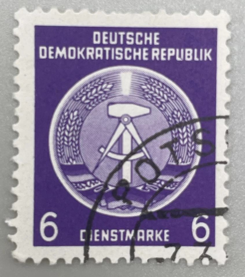 Estampilla postal púrpura alemana rara de la República Democrática Alemana de colección temprana 6 Foto 1 de 1
