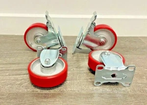 x4 4" 100mm Heavy Duty Swivel Caster Wheels Trolley Castor 2x Brakes 800KG Load - Picture 1 of 6